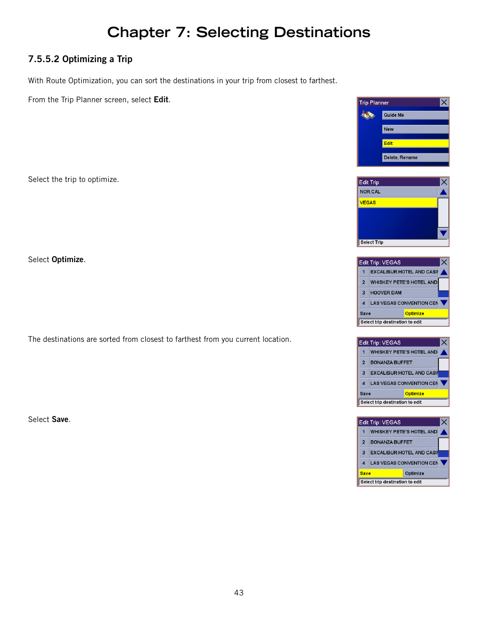 Chapter 7: selecting destinations | Magellan ROADMATE 860T User Manual | Page 52 / 106