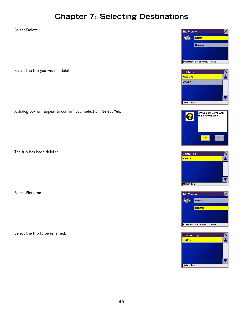 Chapter 7: selecting destinations | Magellan ROADMATE 860T User Manual | Page 55 / 106