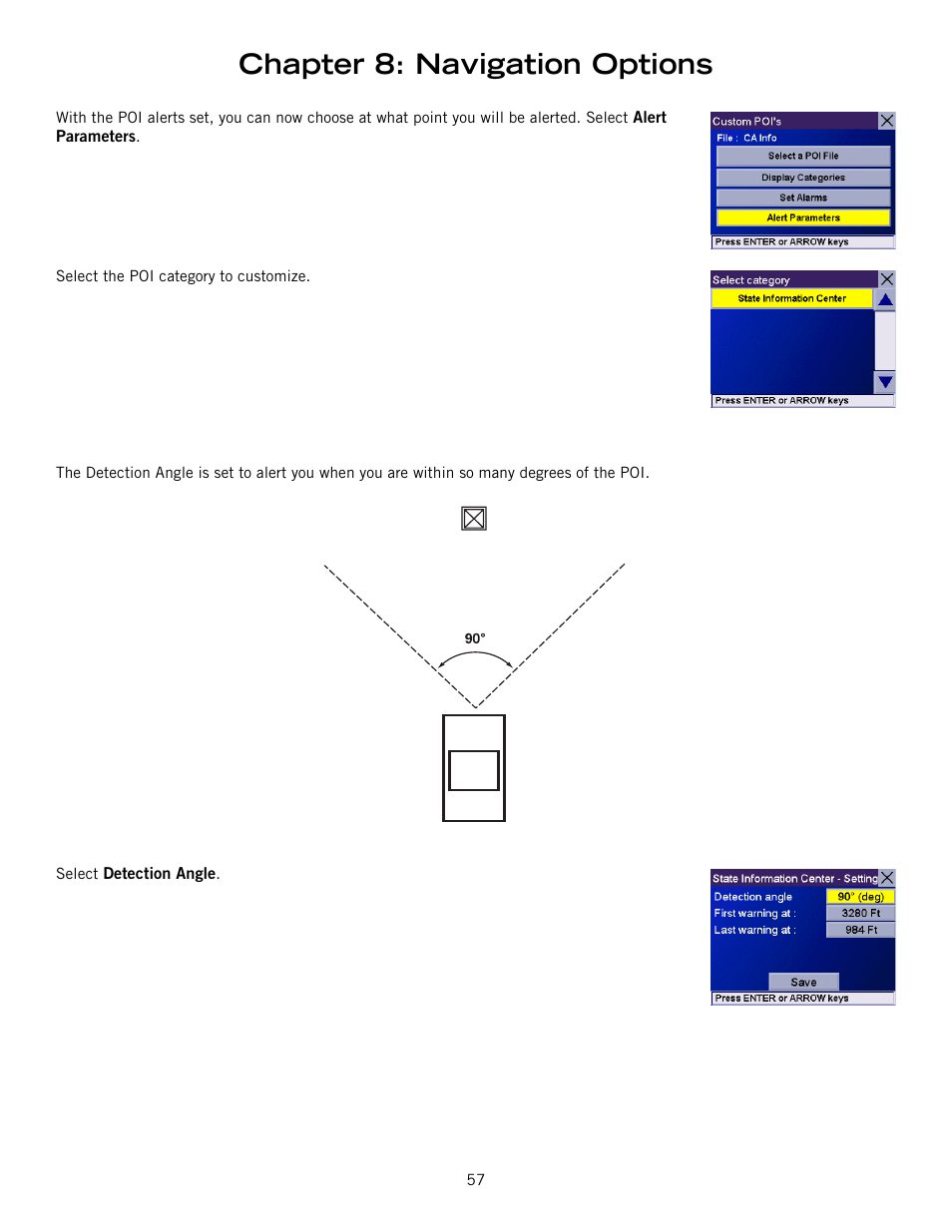 Chapter 8: navigation options | Magellan ROADMATE 860T User Manual | Page 66 / 106
