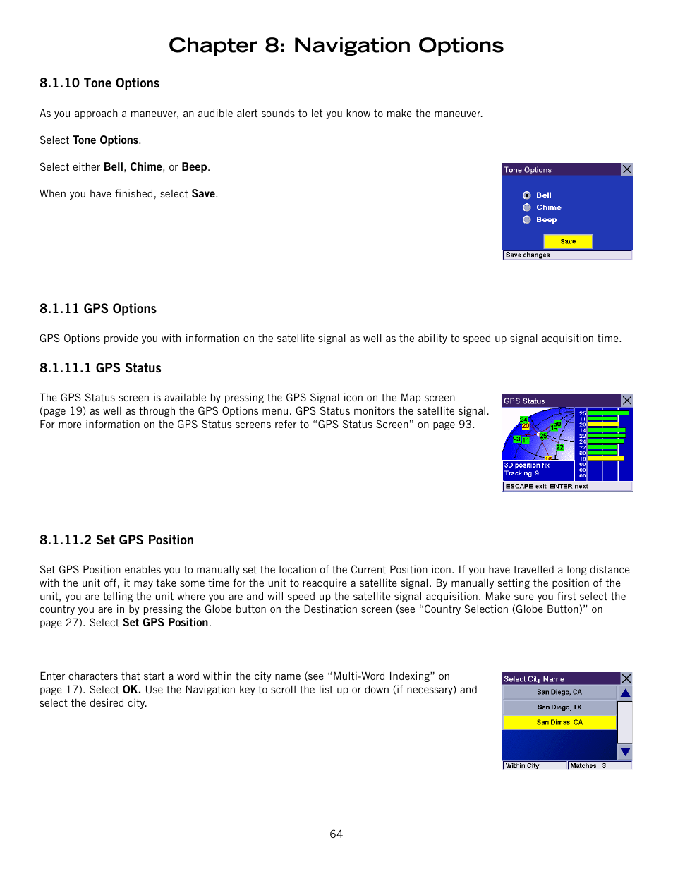 Chapter 8: navigation options | Magellan ROADMATE 860T User Manual | Page 73 / 106