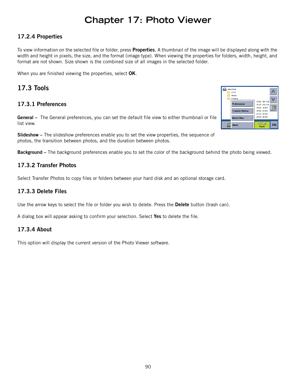 Chapter 17: photo viewer, 3 tools | Magellan ROADMATE 860T User Manual | Page 99 / 106