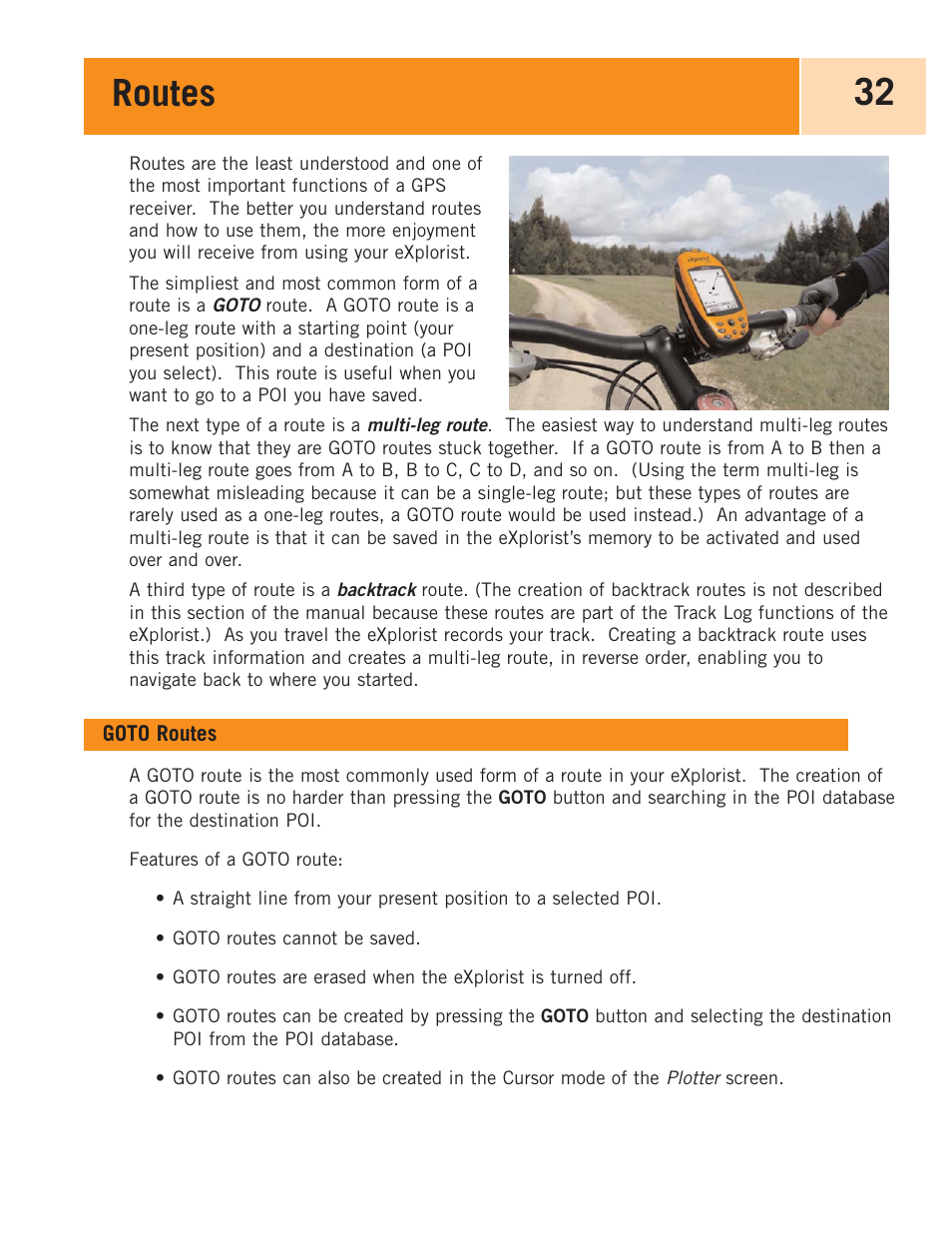 Routes, Goto routes | Magellan eXplorist 100 User Manual | Page 37 / 77