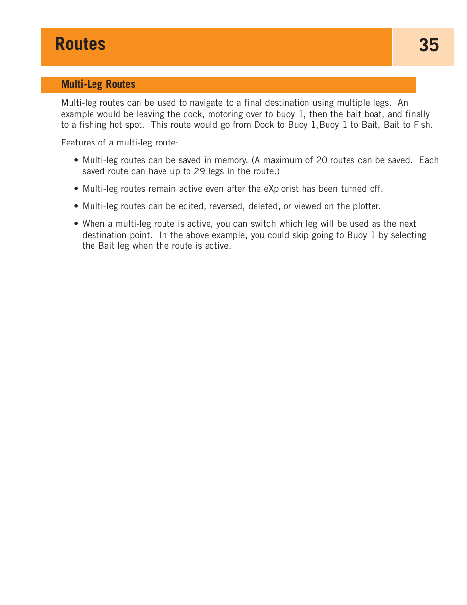 Multi-leg routes, Routes 35 | Magellan eXplorist 100 User Manual | Page 40 / 77