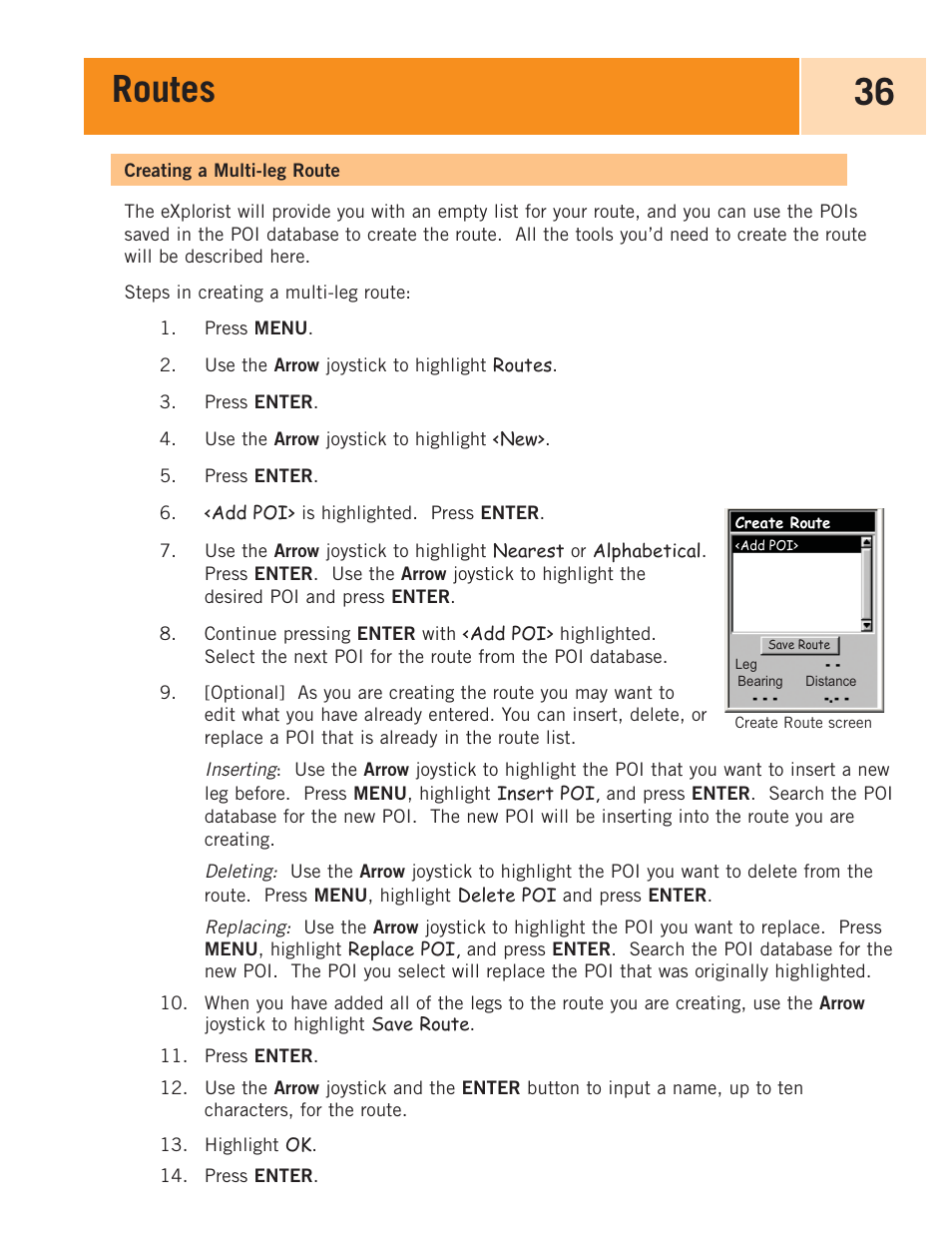 Creating a multi-leg route, Routes 36 | Magellan eXplorist 100 User Manual | Page 41 / 77