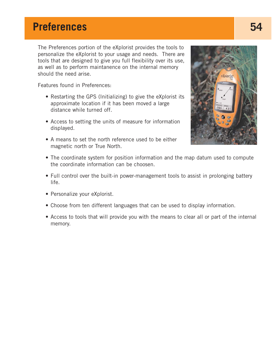 Preferences | Magellan eXplorist 100 User Manual | Page 59 / 77