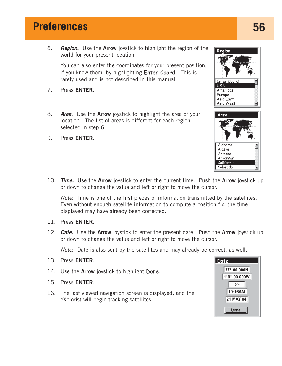 Preferences 56 | Magellan eXplorist 100 User Manual | Page 61 / 77