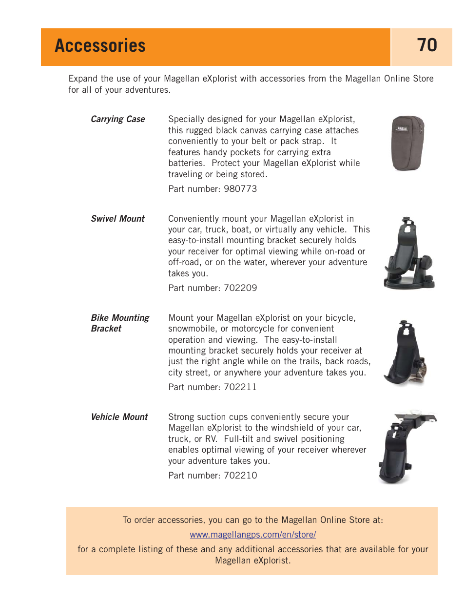Accessories | Magellan eXplorist 100 User Manual | Page 75 / 77