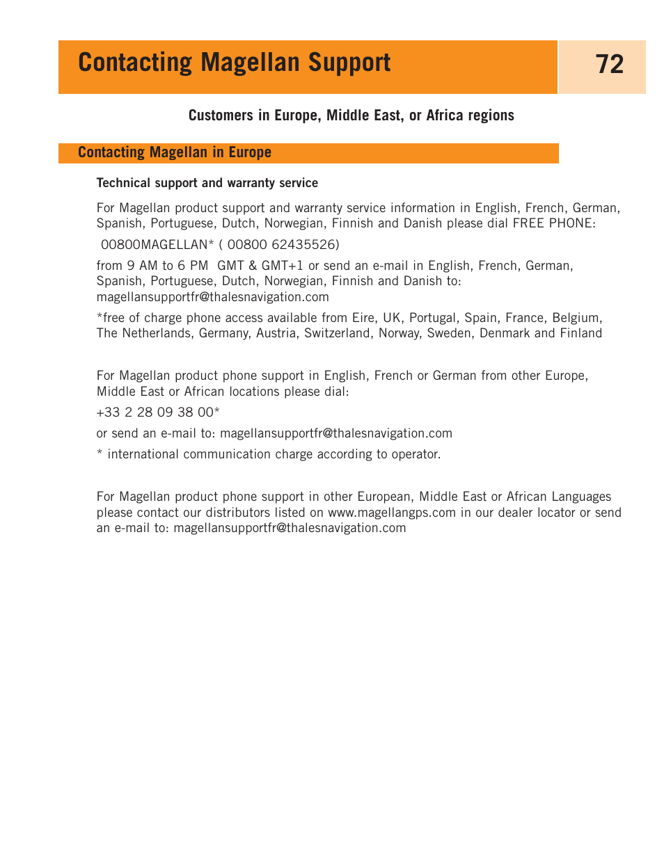 Contacting magellan support 72 | Magellan eXplorist 100 User Manual | Page 77 / 77