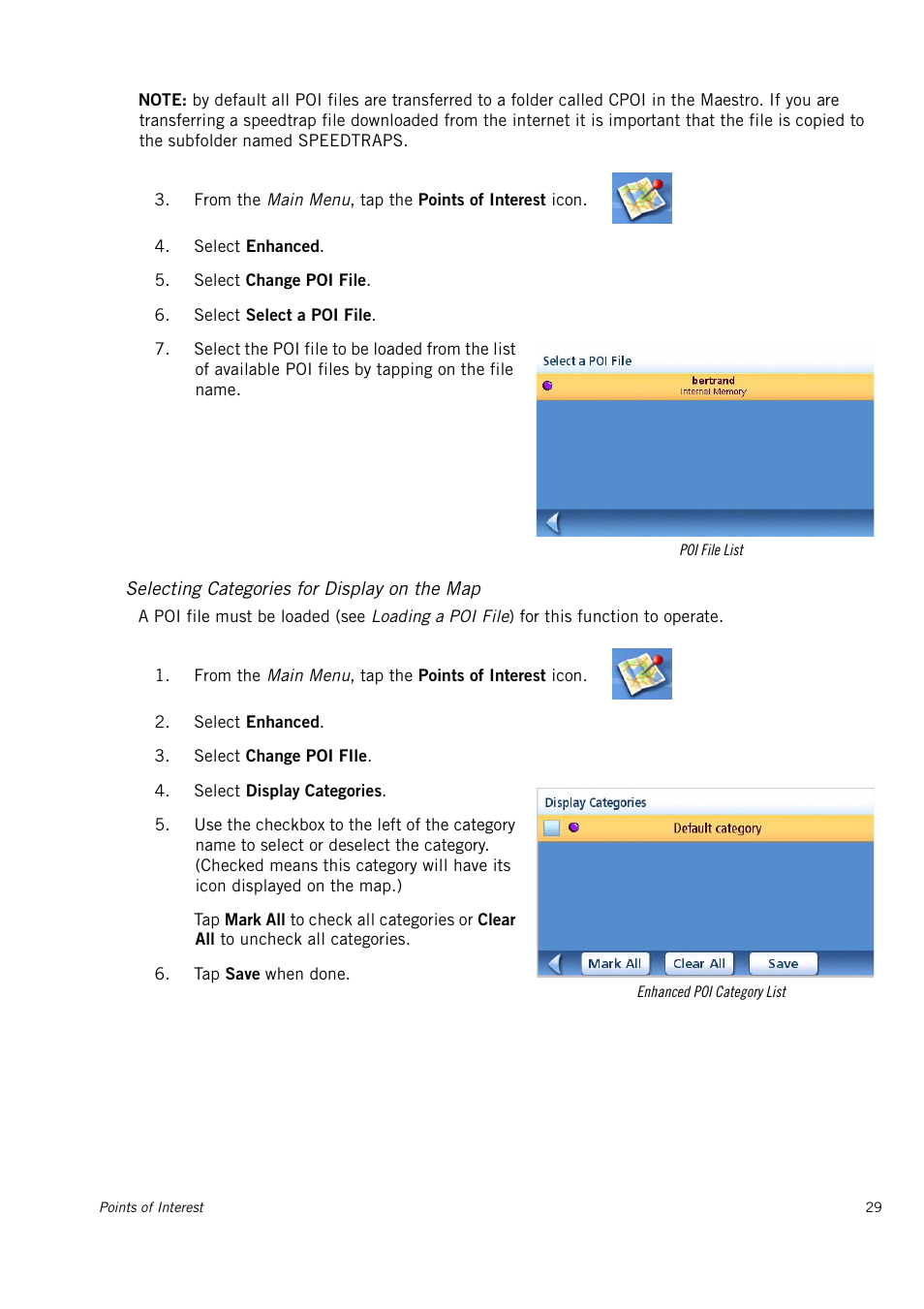 Selecting categories for display on the map | Magellan 4010 User Manual | Page 37 / 76