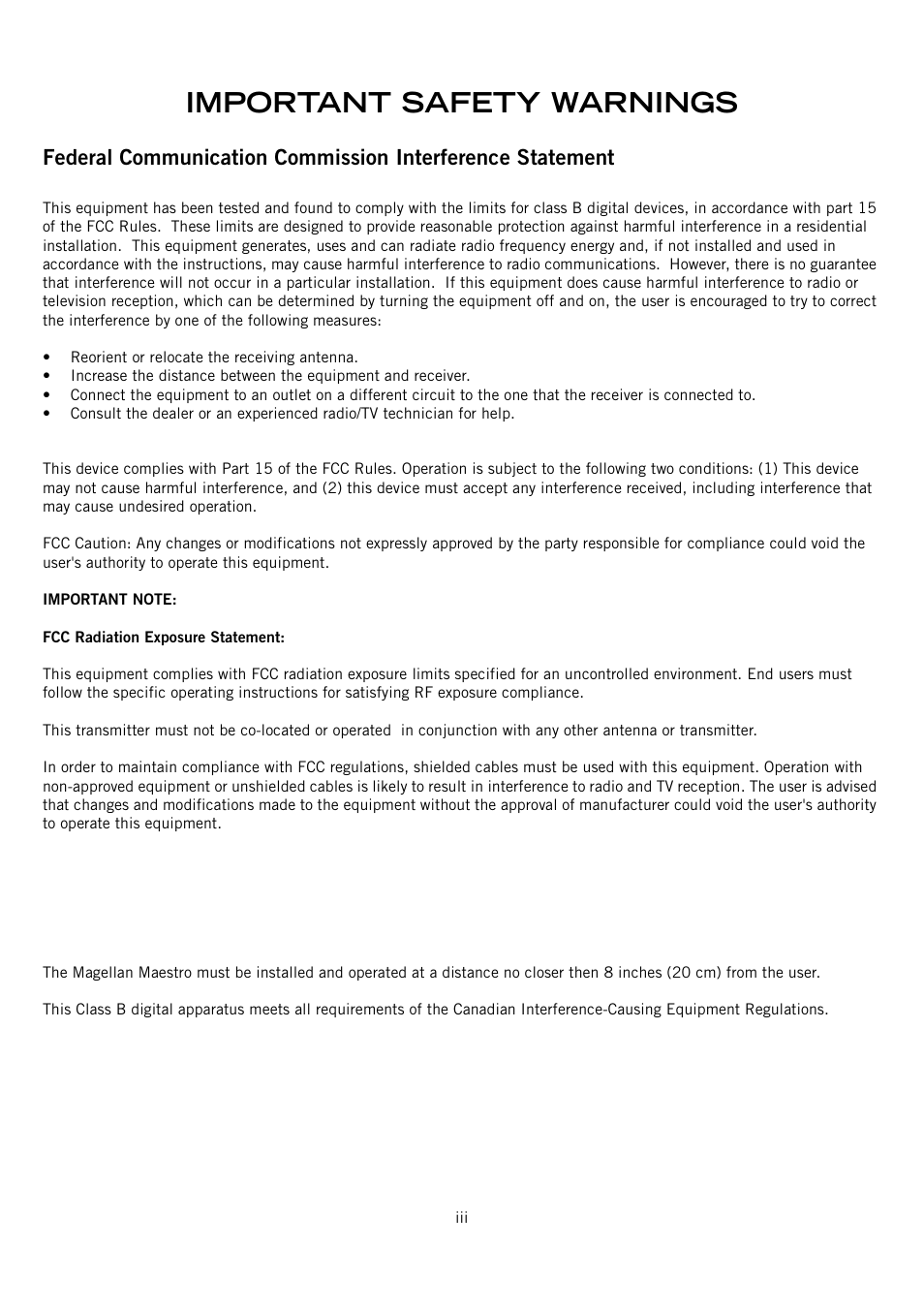 Important safety warnings | Magellan 4010 User Manual | Page 4 / 76