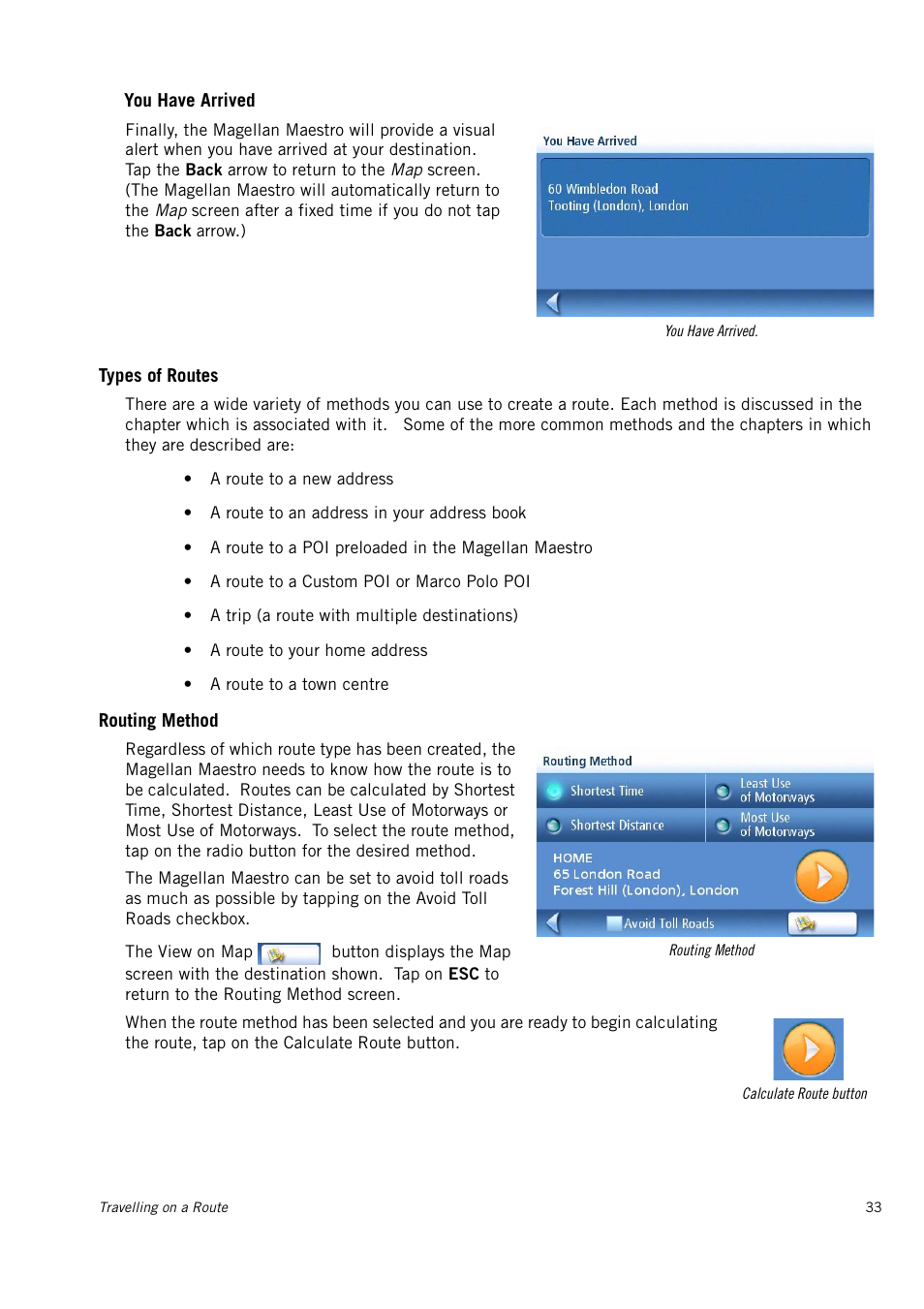 Types of routes, Routing method | Magellan 4010 User Manual | Page 41 / 76