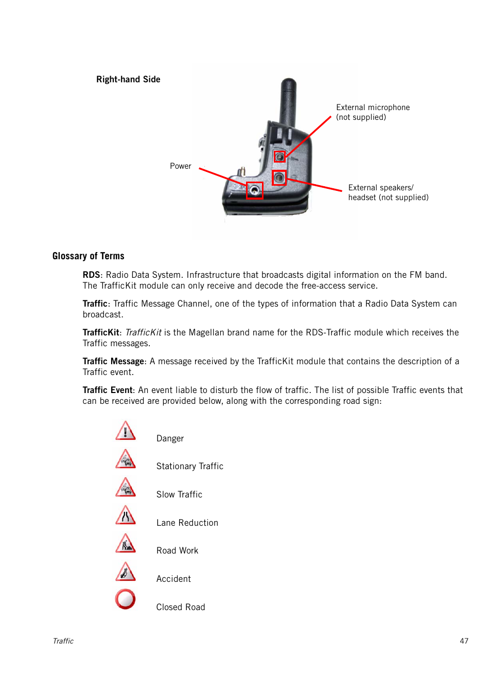 Glossary of terms | Magellan 4010 User Manual | Page 56 / 76