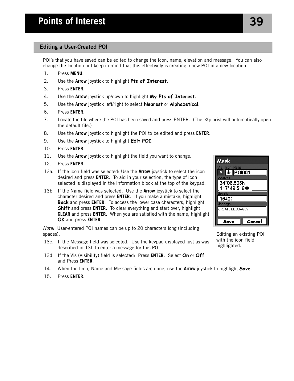 Editing a user-created poi, Points of interest | Magellan eXplorist 210 User Manual | Page 42 / 98