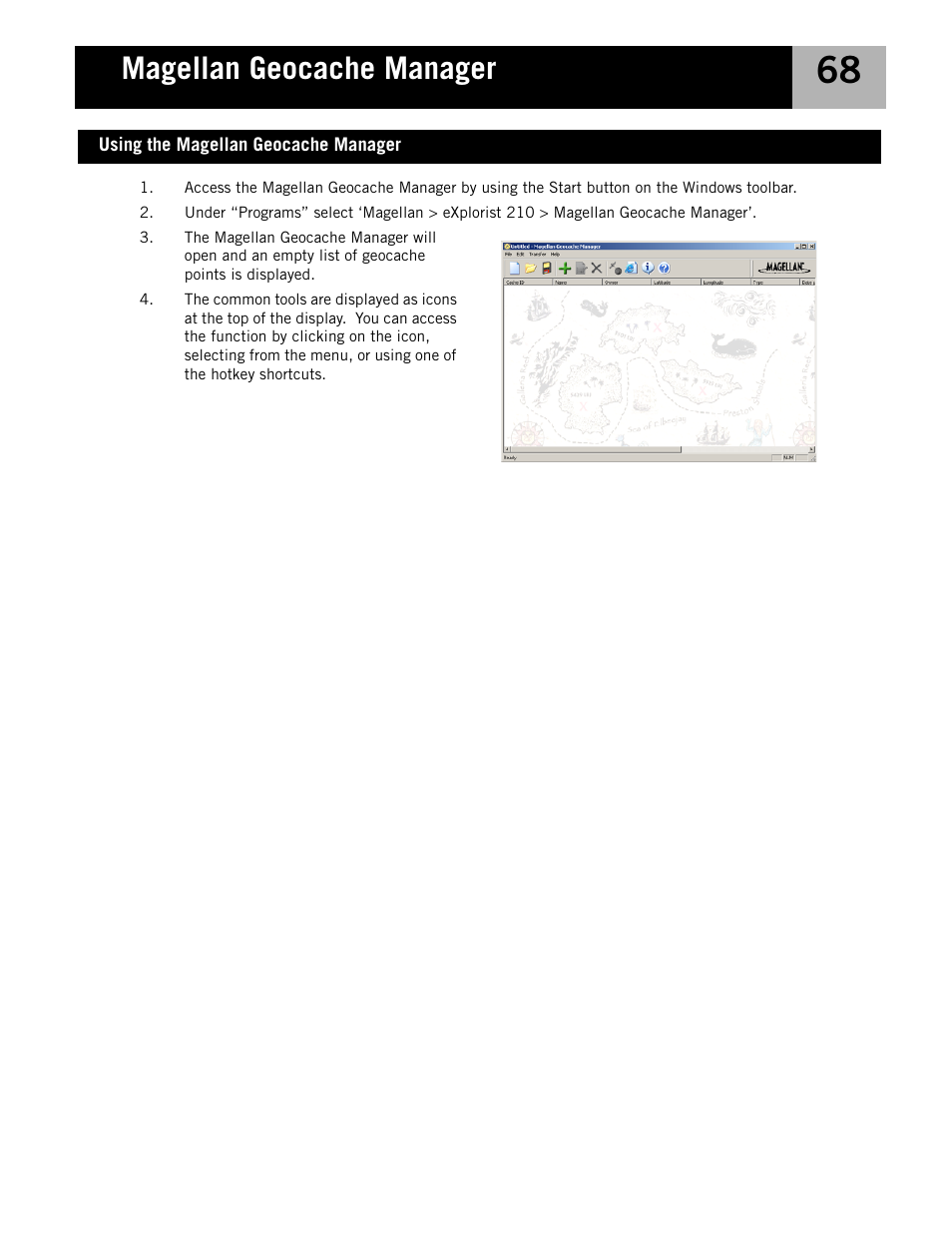 Using the magellan geocache manager, Magellan geocache manager | Magellan eXplorist 210 User Manual | Page 71 / 98