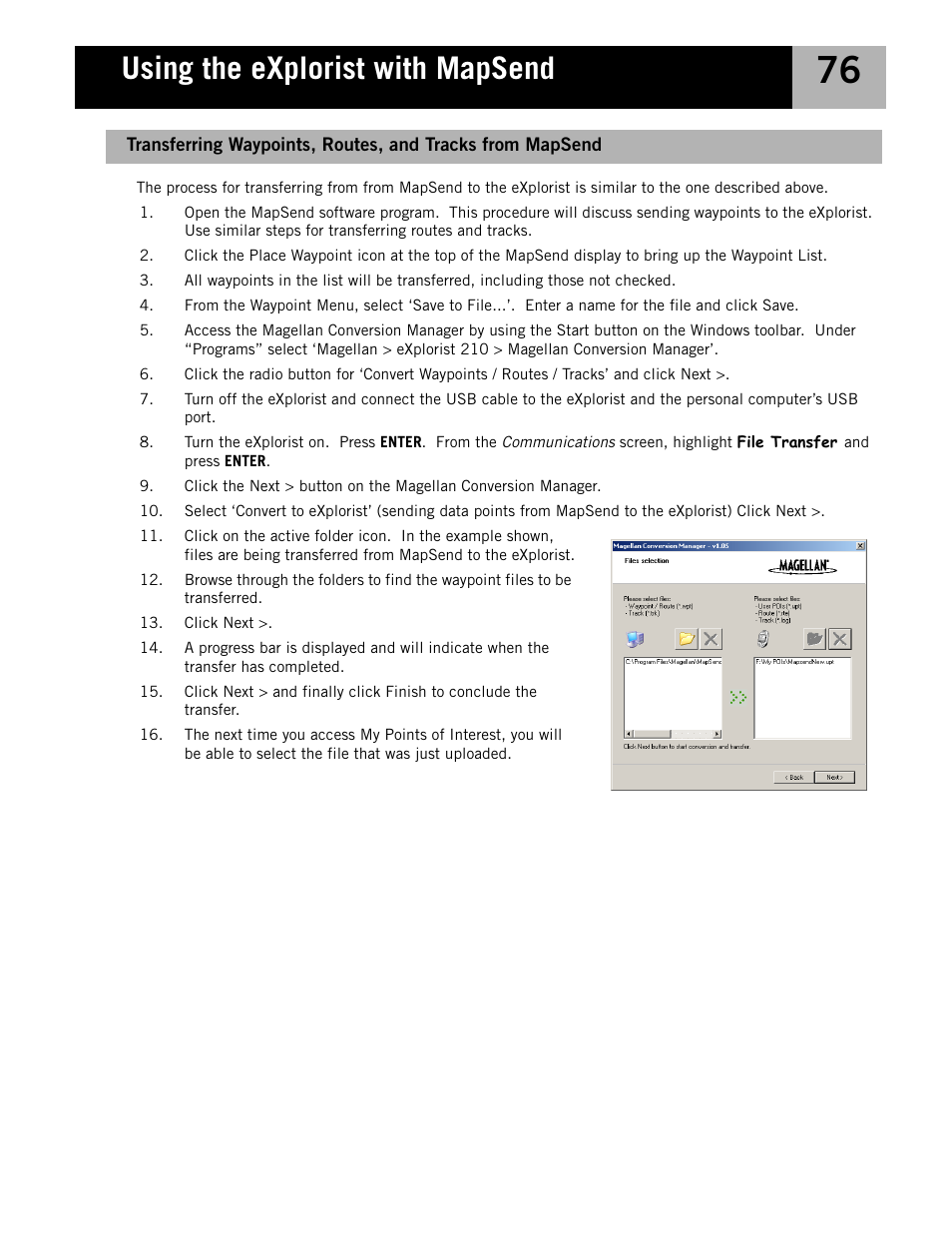 Using the explorist with mapsend | Magellan eXplorist 210 User Manual | Page 79 / 98