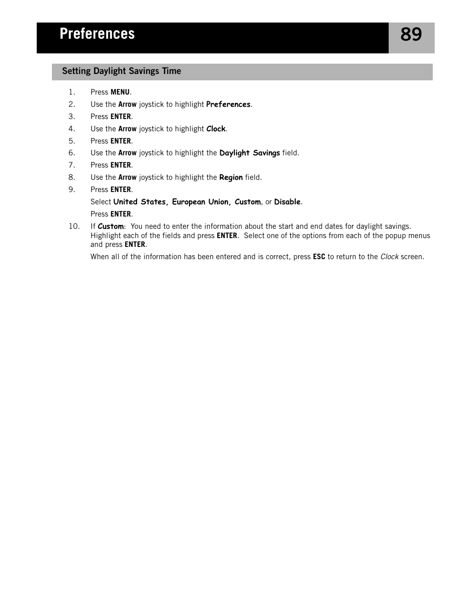 Setting daylight savings time, Preferences | Magellan eXplorist 210 User Manual | Page 92 / 98