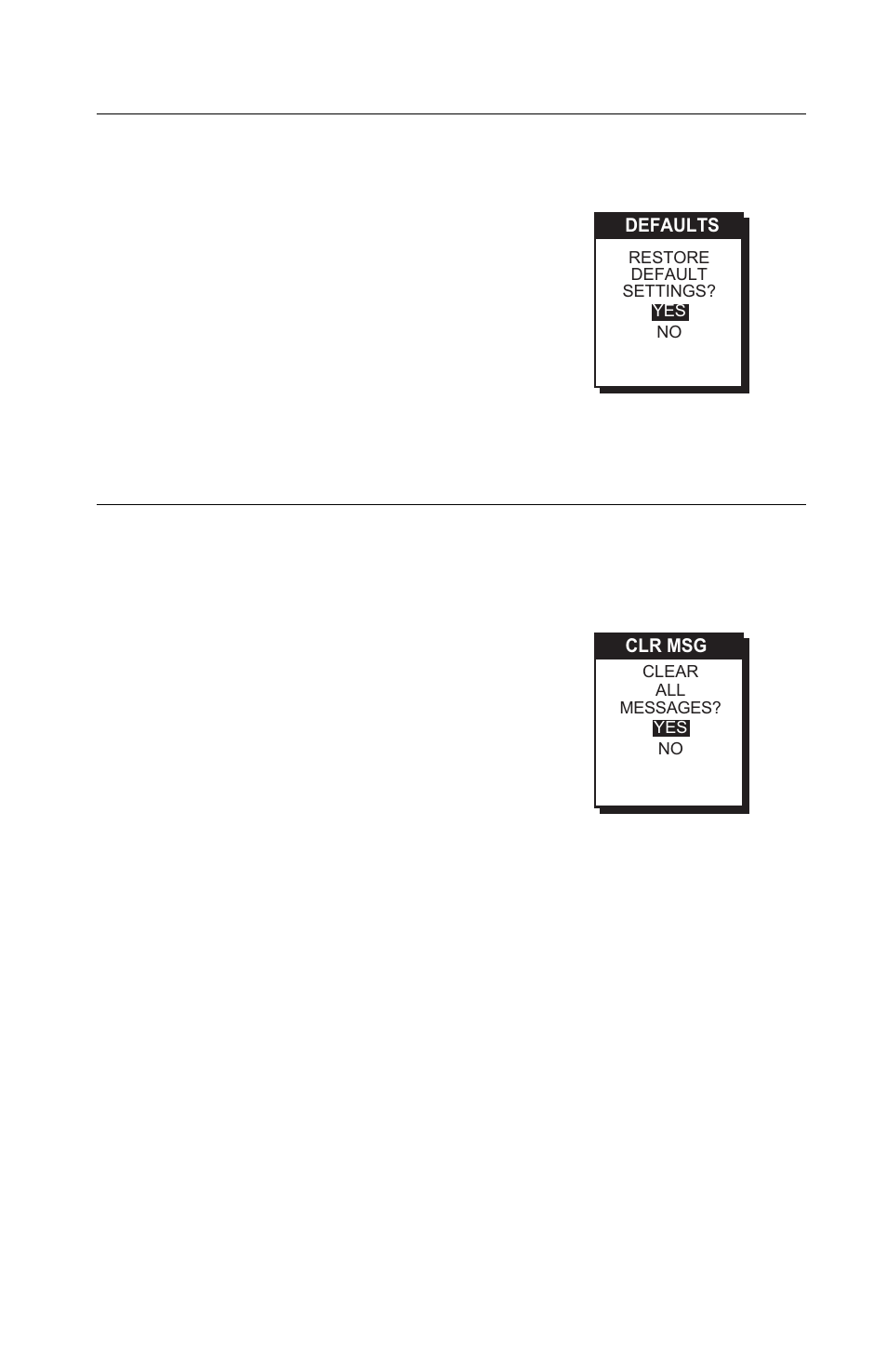 Selecting alarm defaults, Clearing alarm messages | Magellan GPS Tracker User Manual | Page 61 / 102