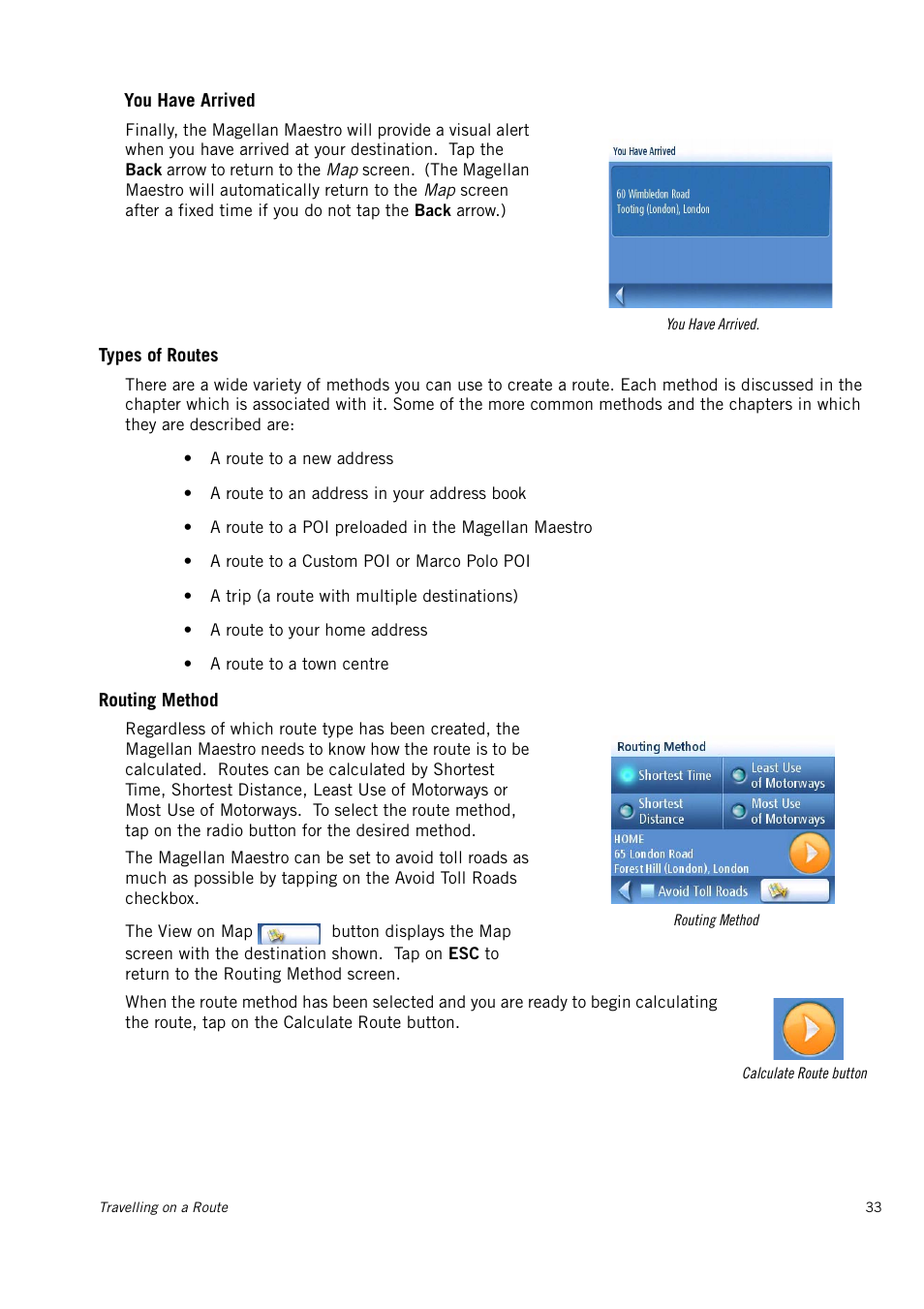 Types of routes, Routing method | Magellan Maestro 3150 User Manual | Page 39 / 65