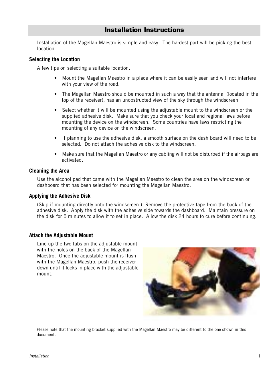 Installation instructions | Magellan Maestro 3150 User Manual | Page 6 / 65