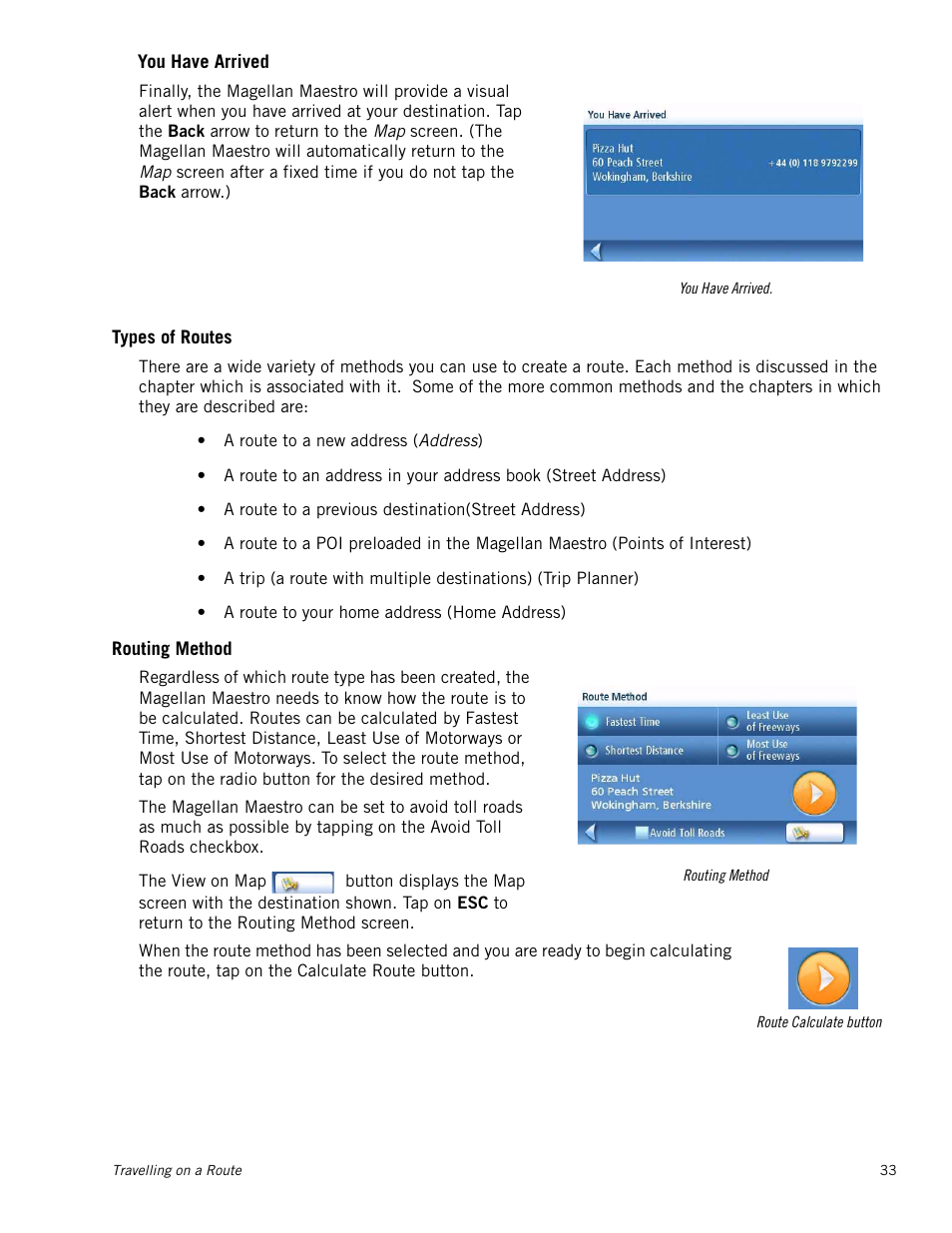 M_subsection - you have arrived, M_section - types of routes, M_section - routing method | You have arrived, Types of routes, Routing method | Magellan Maestro 4215 User Manual | Page 41 / 59