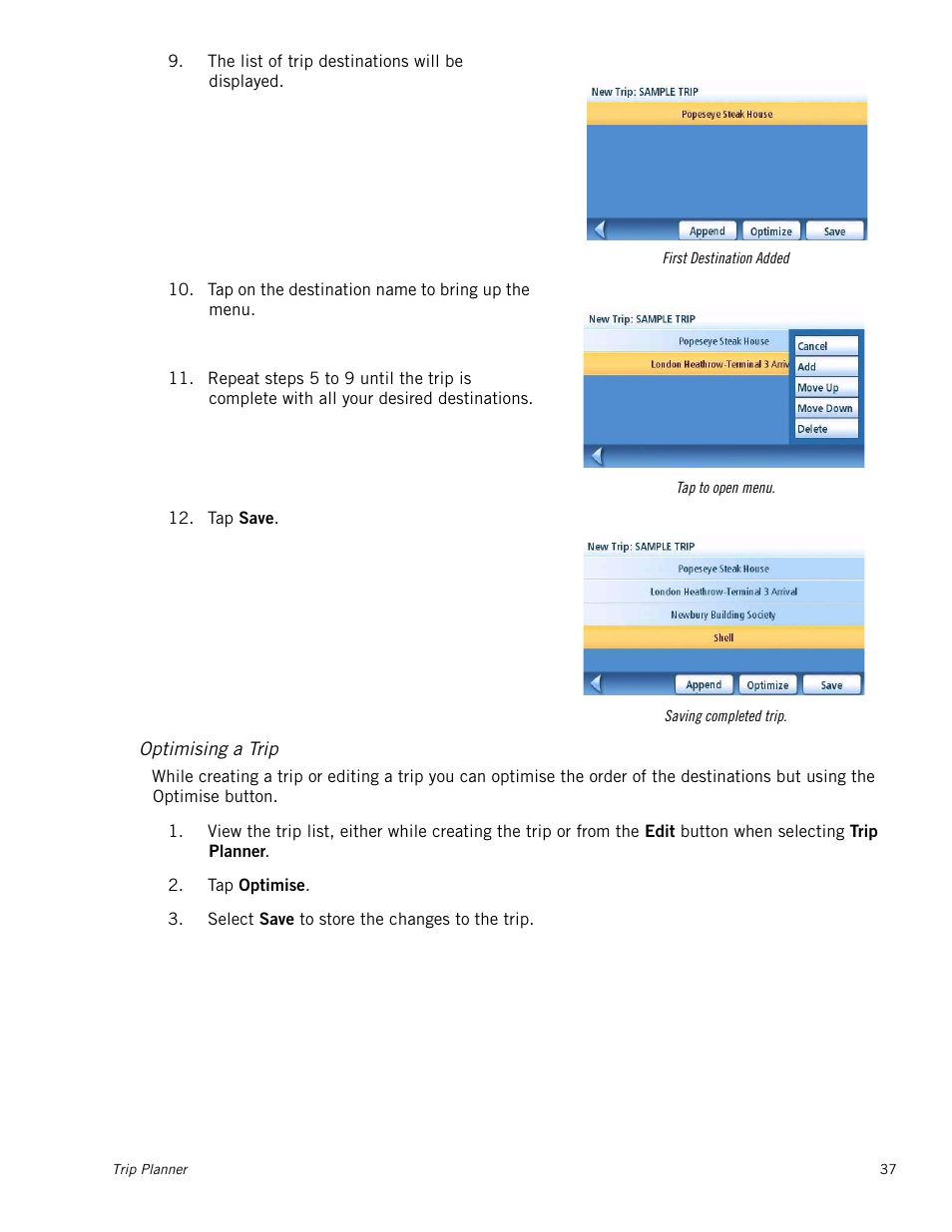 M_instheader - optimising a trip, Optimising a trip | Magellan Maestro 4215 User Manual | Page 45 / 59