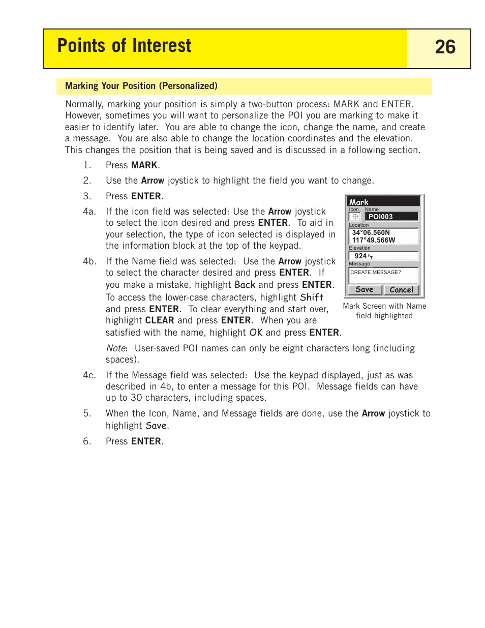 Marking your position (personalized), Points of interest 26 | Magellan eXplorist 200 User Manual | Page 31 / 83
