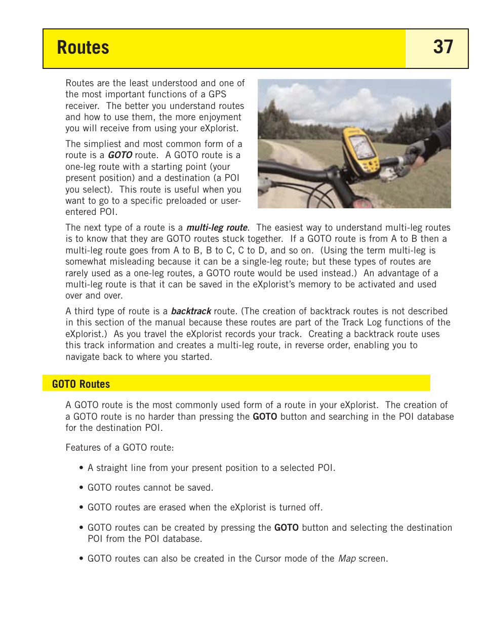 Routes, Goto routes | Magellan eXplorist 200 User Manual | Page 42 / 83