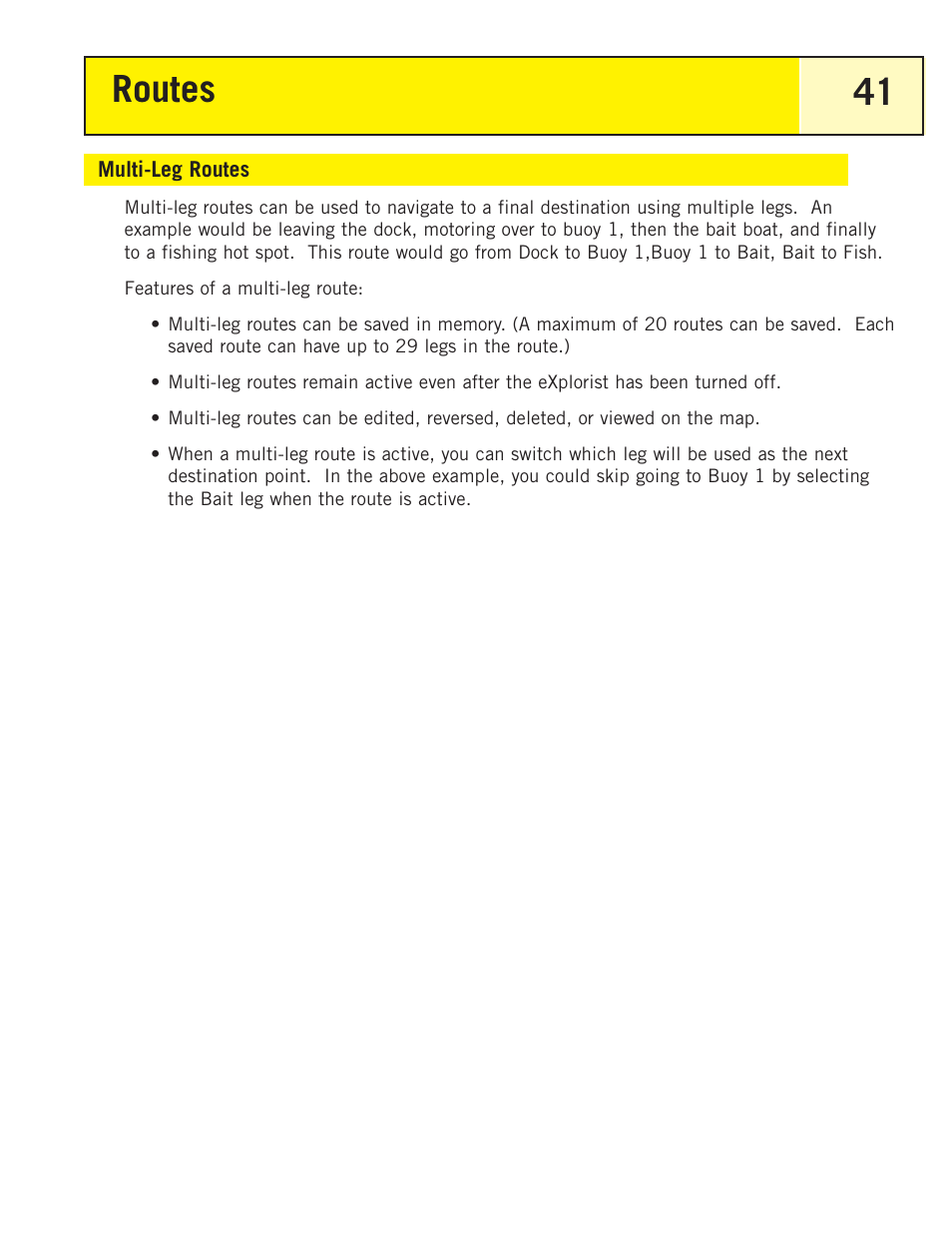 Multi-leg routes, Routes 41 | Magellan eXplorist 200 User Manual | Page 46 / 83