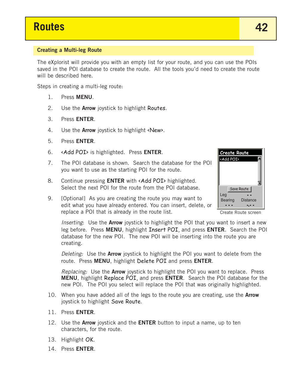 Creating a multi-leg route, Routes 42 | Magellan eXplorist 200 User Manual | Page 47 / 83