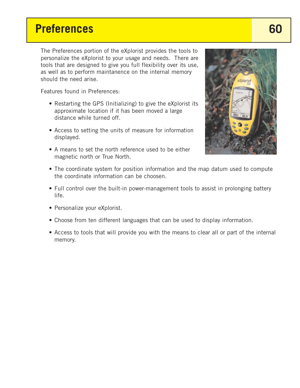 Preferences | Magellan eXplorist 200 User Manual | Page 65 / 83