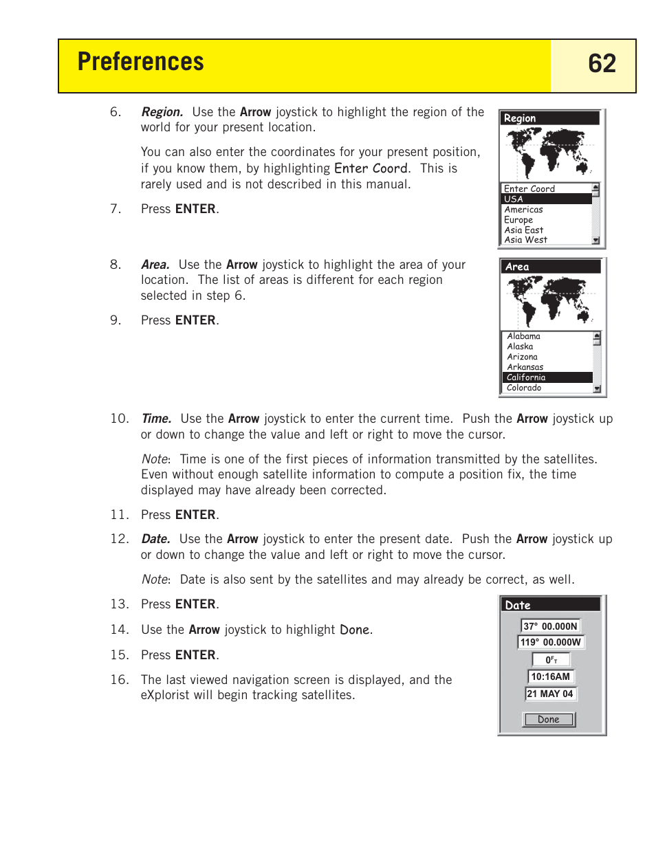 Preferences 62 | Magellan eXplorist 200 User Manual | Page 67 / 83