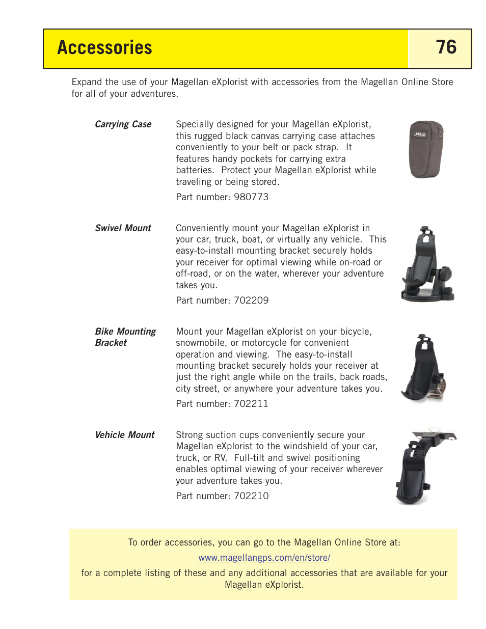 Accessories | Magellan eXplorist 200 User Manual | Page 81 / 83