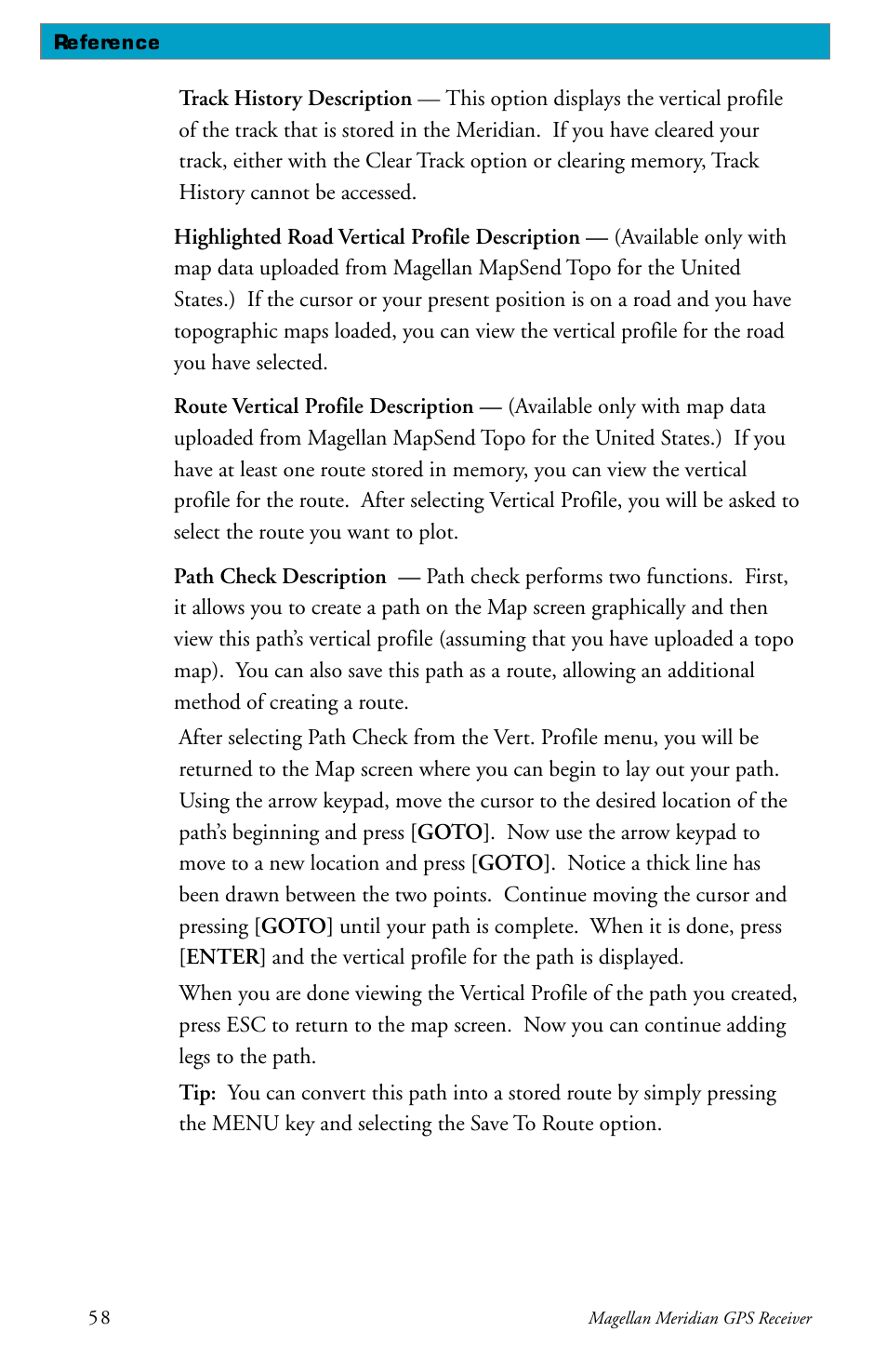 Magellan meridian series User Manual | Page 66 / 102