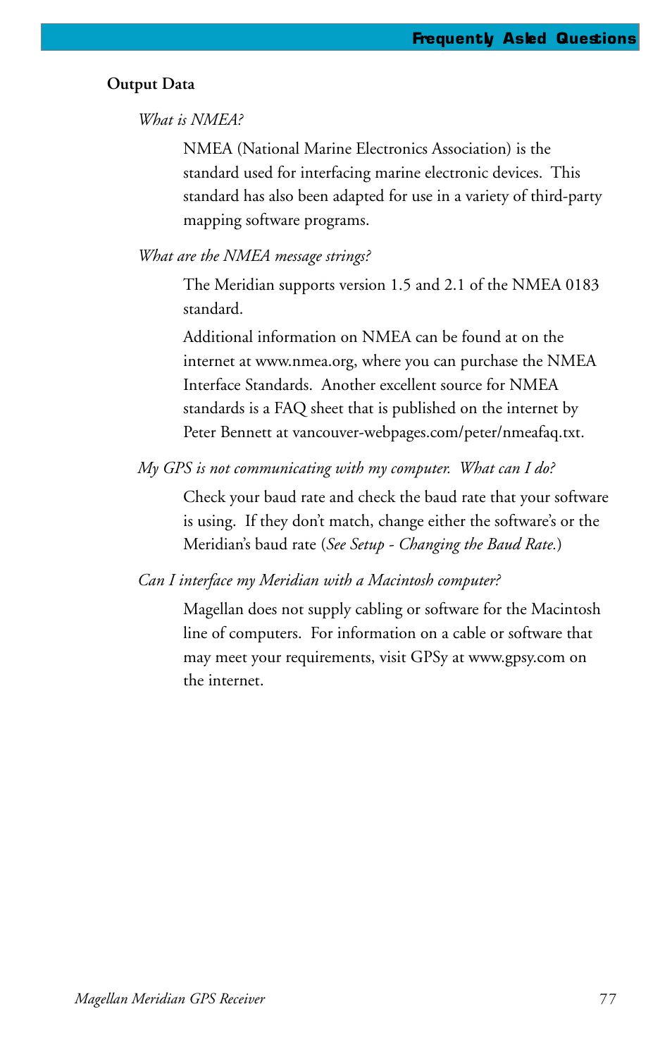 Magellan meridian series User Manual | Page 85 / 102