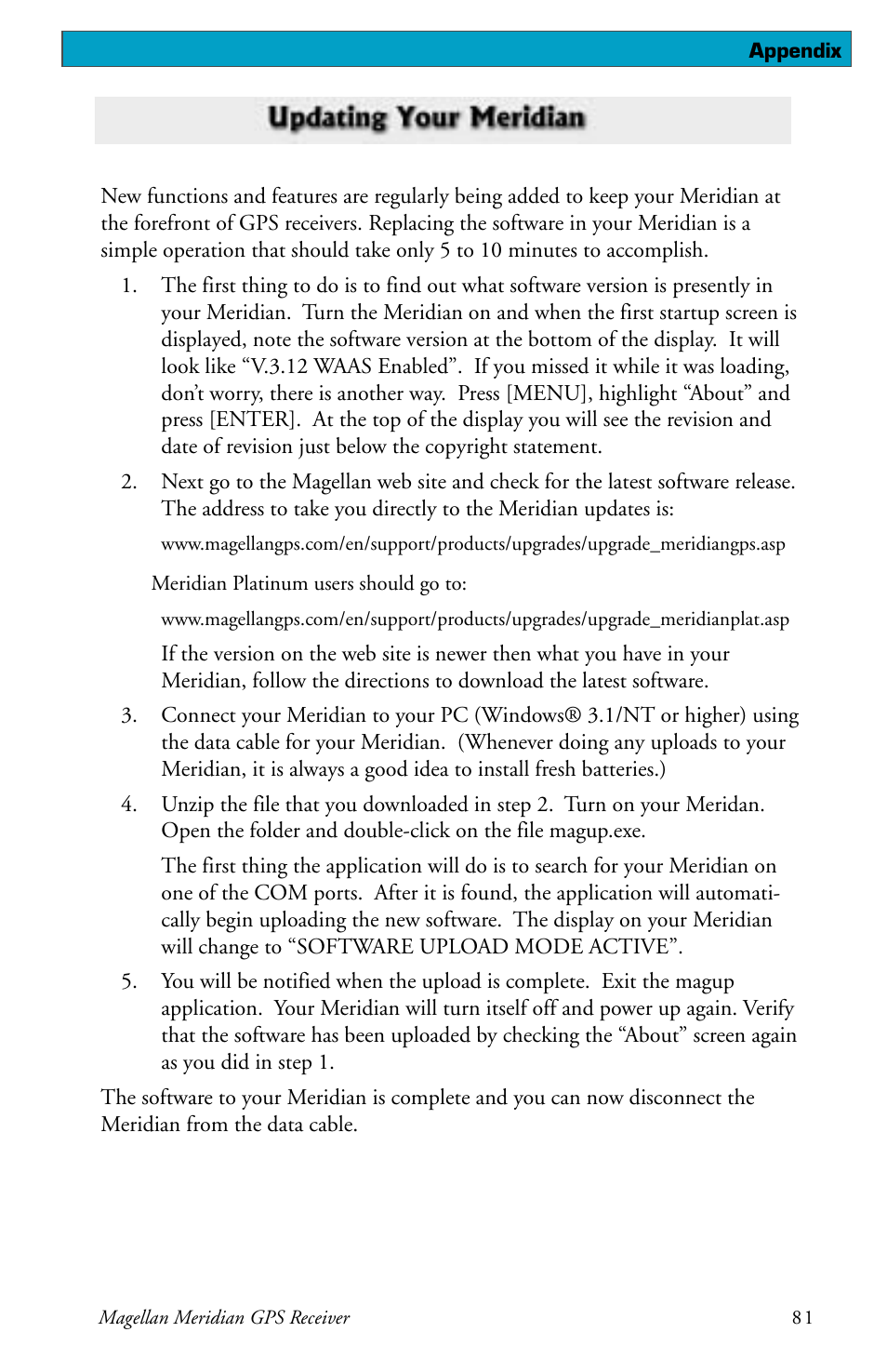 Magellan meridian series User Manual | Page 89 / 102