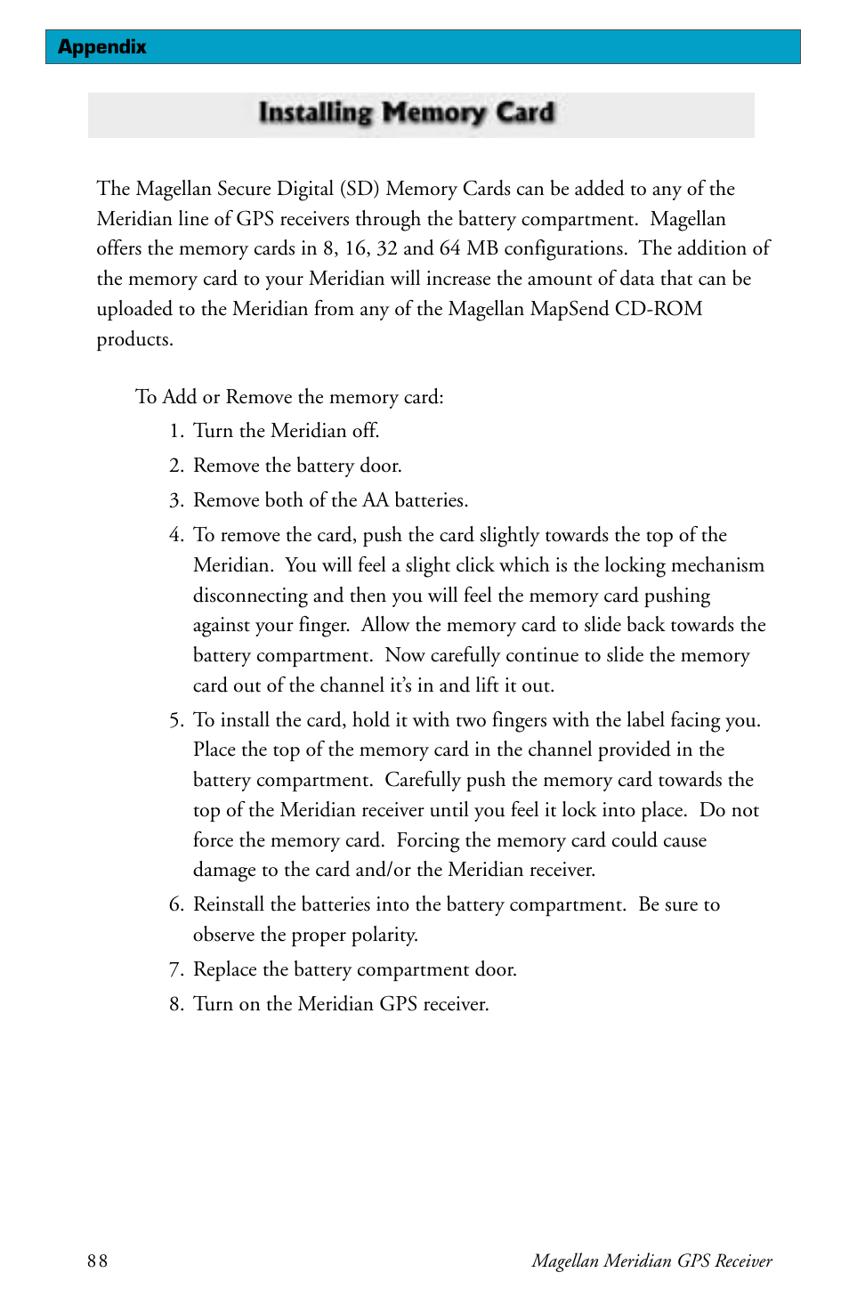 Magellan meridian series User Manual | Page 96 / 102