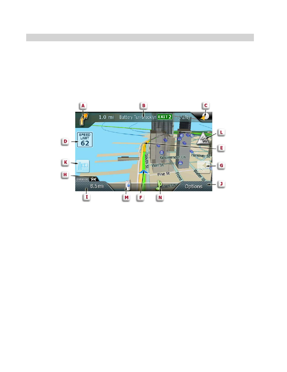 Map screen | Magellan Maestro 4370 User Manual | Page 19 / 77