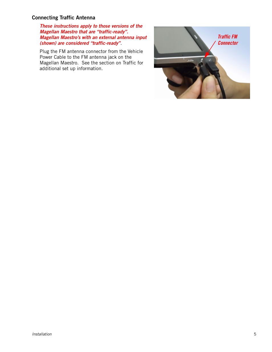 Connecting traffic antenna | Magellan Maestro 4245 User Manual | Page 14 / 70