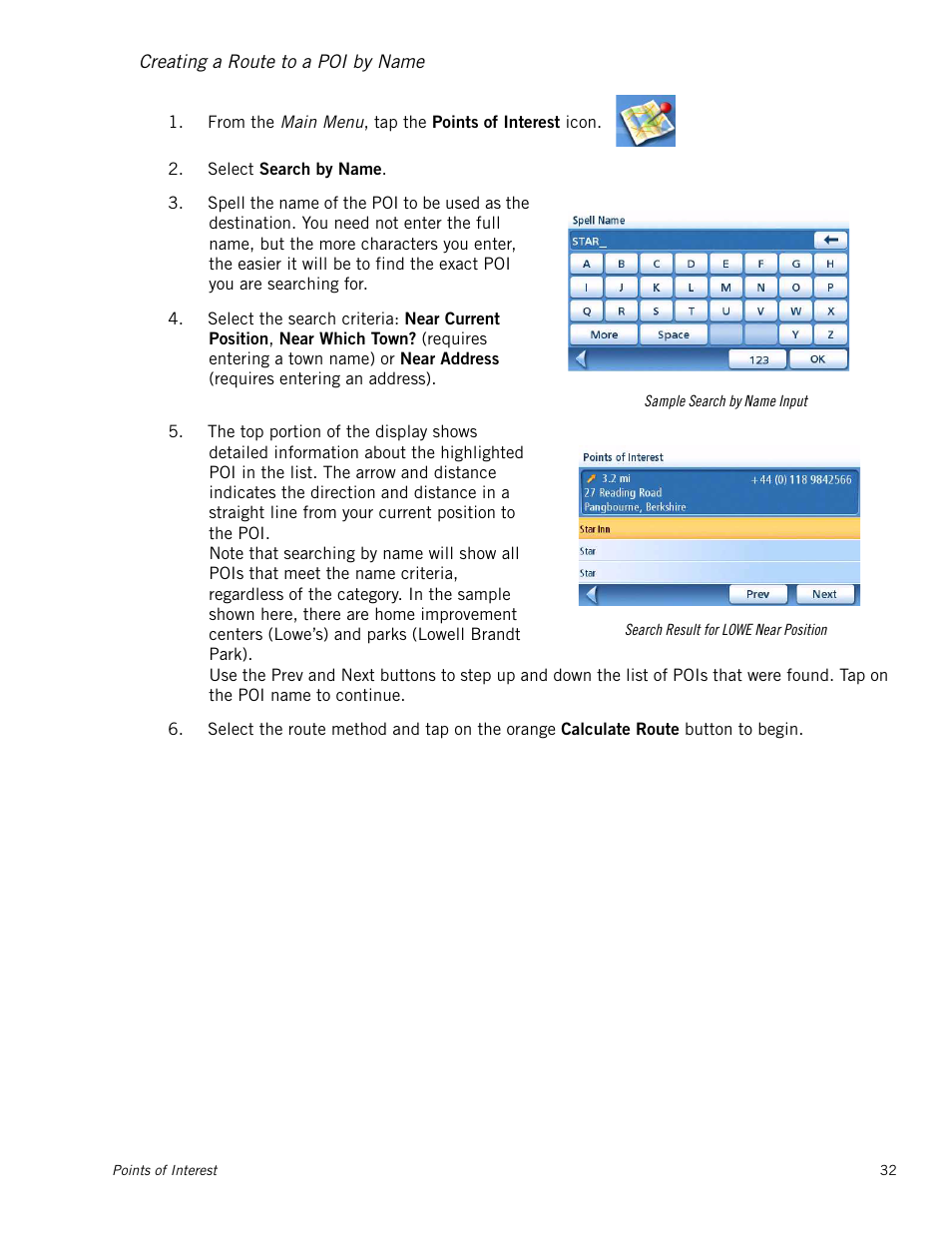 Creating a route to a poi by name | Magellan Maestro 4245 User Manual | Page 41 / 70