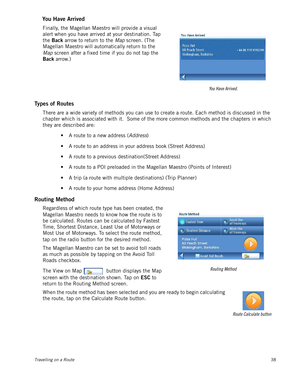 Types of routes, Routing method, You have arrived | Magellan Maestro 4245 User Manual | Page 47 / 70