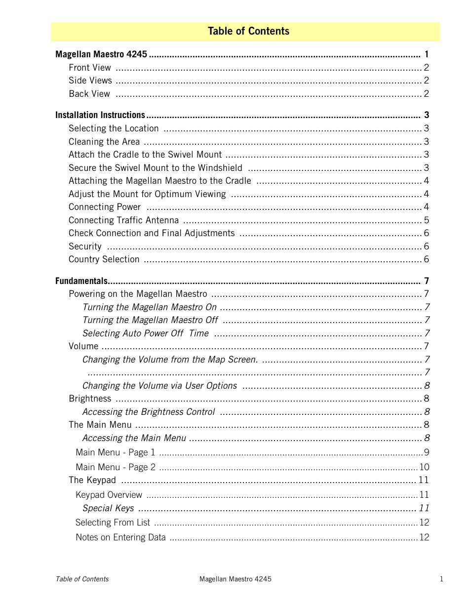 Magellan Maestro 4245 User Manual | Page 5 / 70