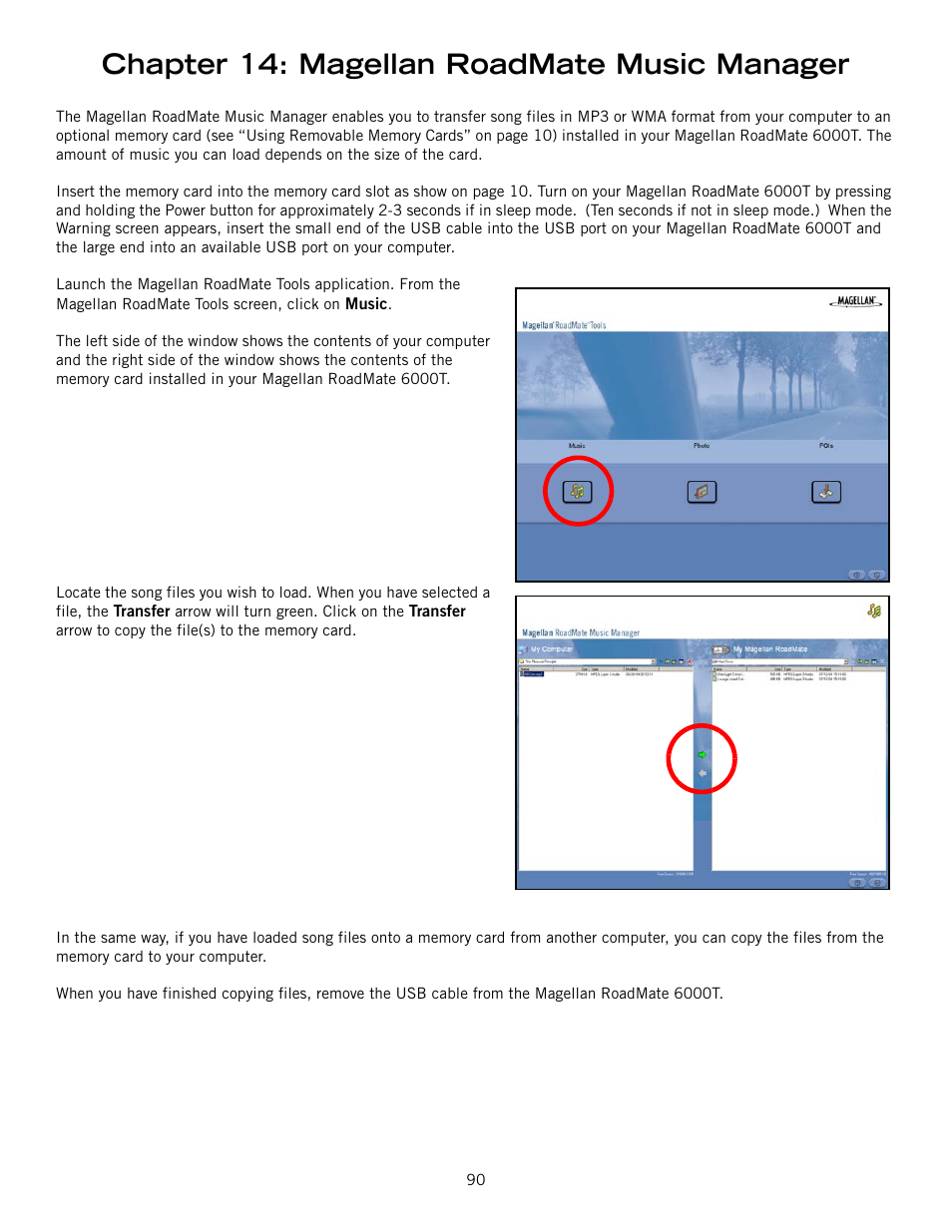 Chapter 14: magellan roadmate music manager | Magellan RoadMate 6000T User Manual | Page 100 / 121