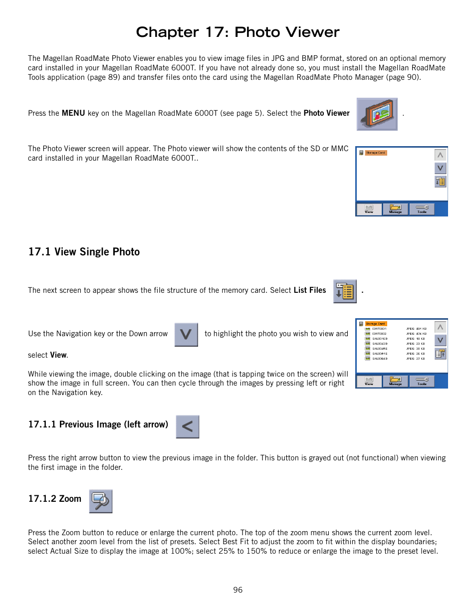 Chapter 17: photo viewer, 1 view single photo | Magellan RoadMate 6000T User Manual | Page 106 / 121