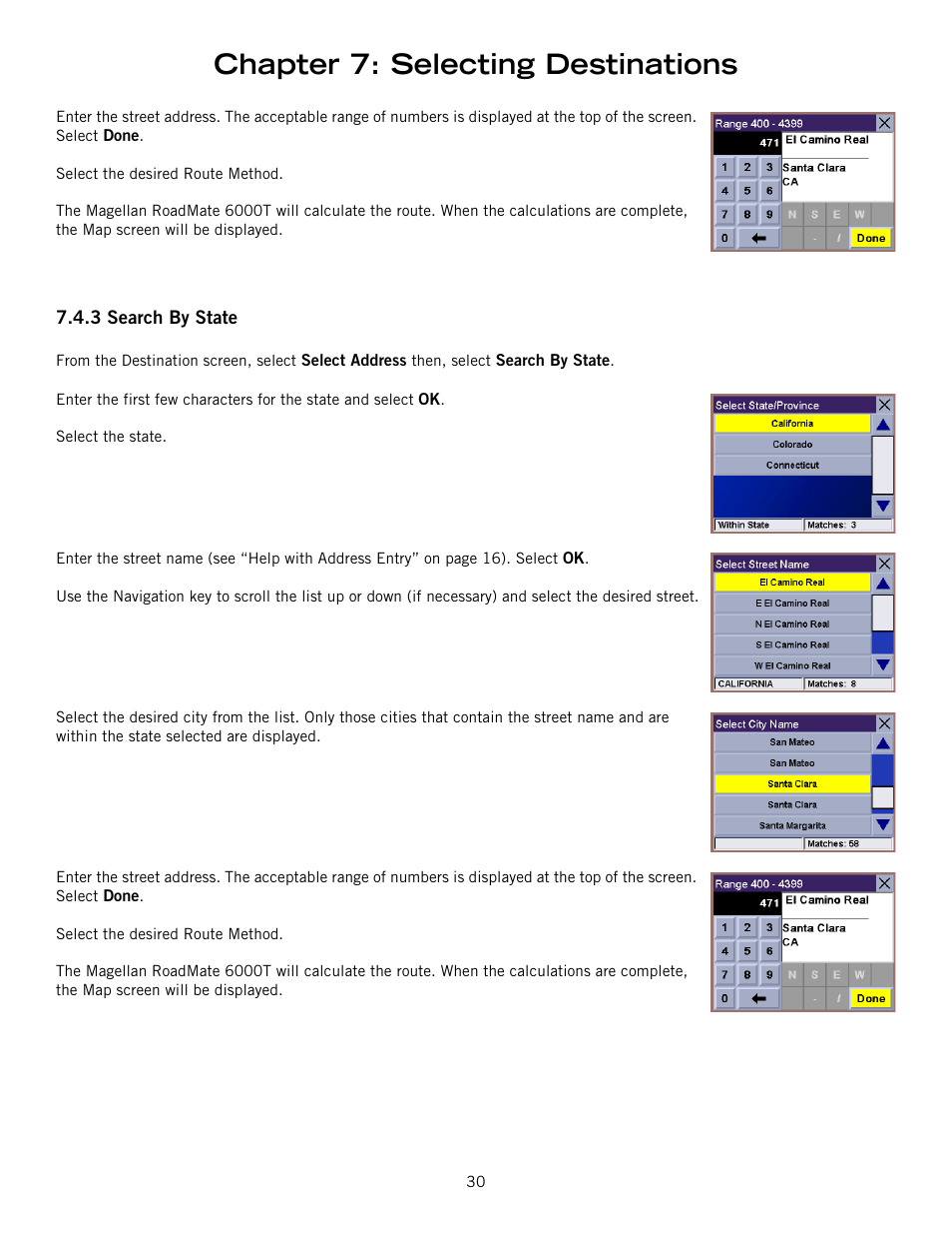 Chapter 7: selecting destinations | Magellan RoadMate 6000T User Manual | Page 40 / 121