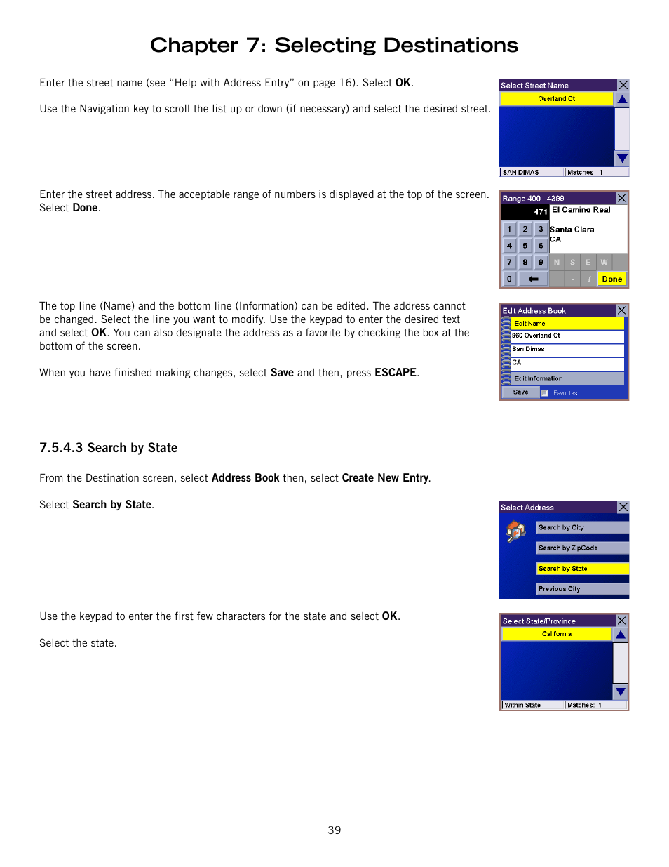 Chapter 7: selecting destinations | Magellan RoadMate 6000T User Manual | Page 49 / 121