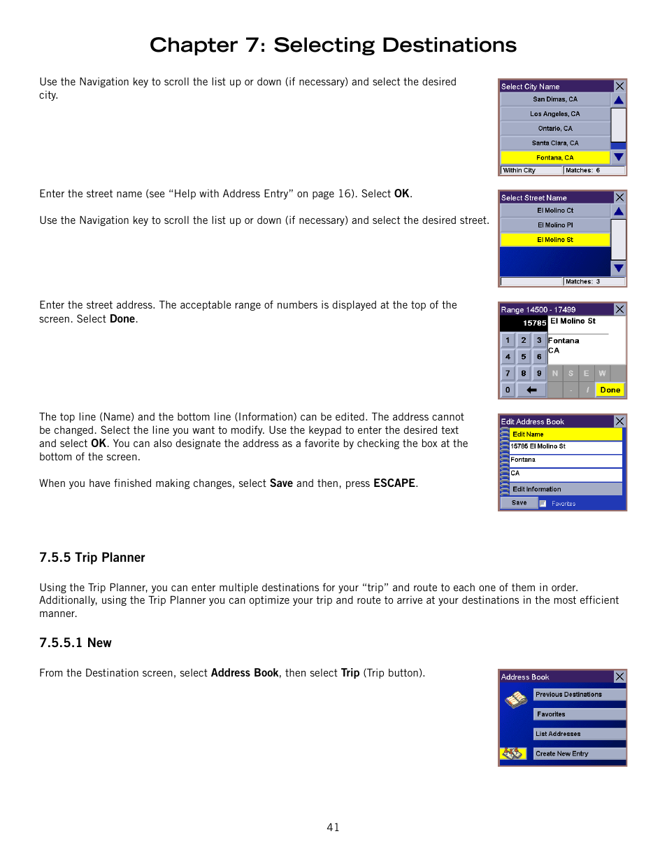 Chapter 7: selecting destinations | Magellan RoadMate 6000T User Manual | Page 51 / 121