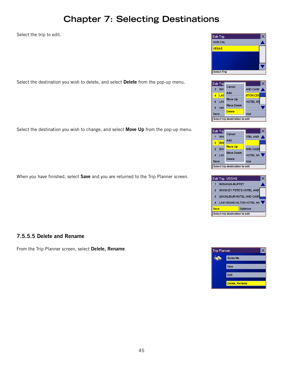 Chapter 7: selecting destinations | Magellan RoadMate 6000T User Manual | Page 55 / 121