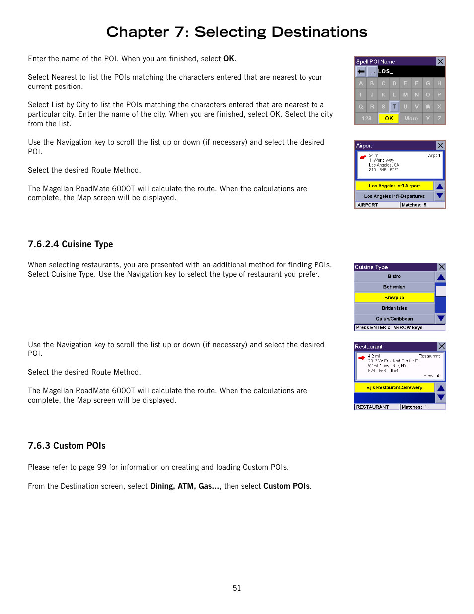 Chapter 7: selecting destinations | Magellan RoadMate 6000T User Manual | Page 61 / 121