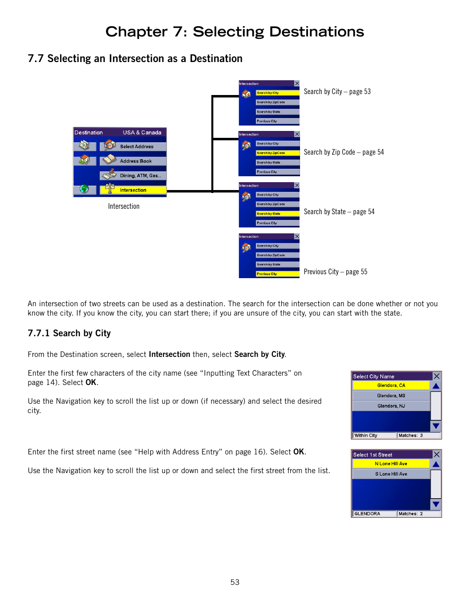 Chapter 7: selecting destinations | Magellan RoadMate 6000T User Manual | Page 63 / 121