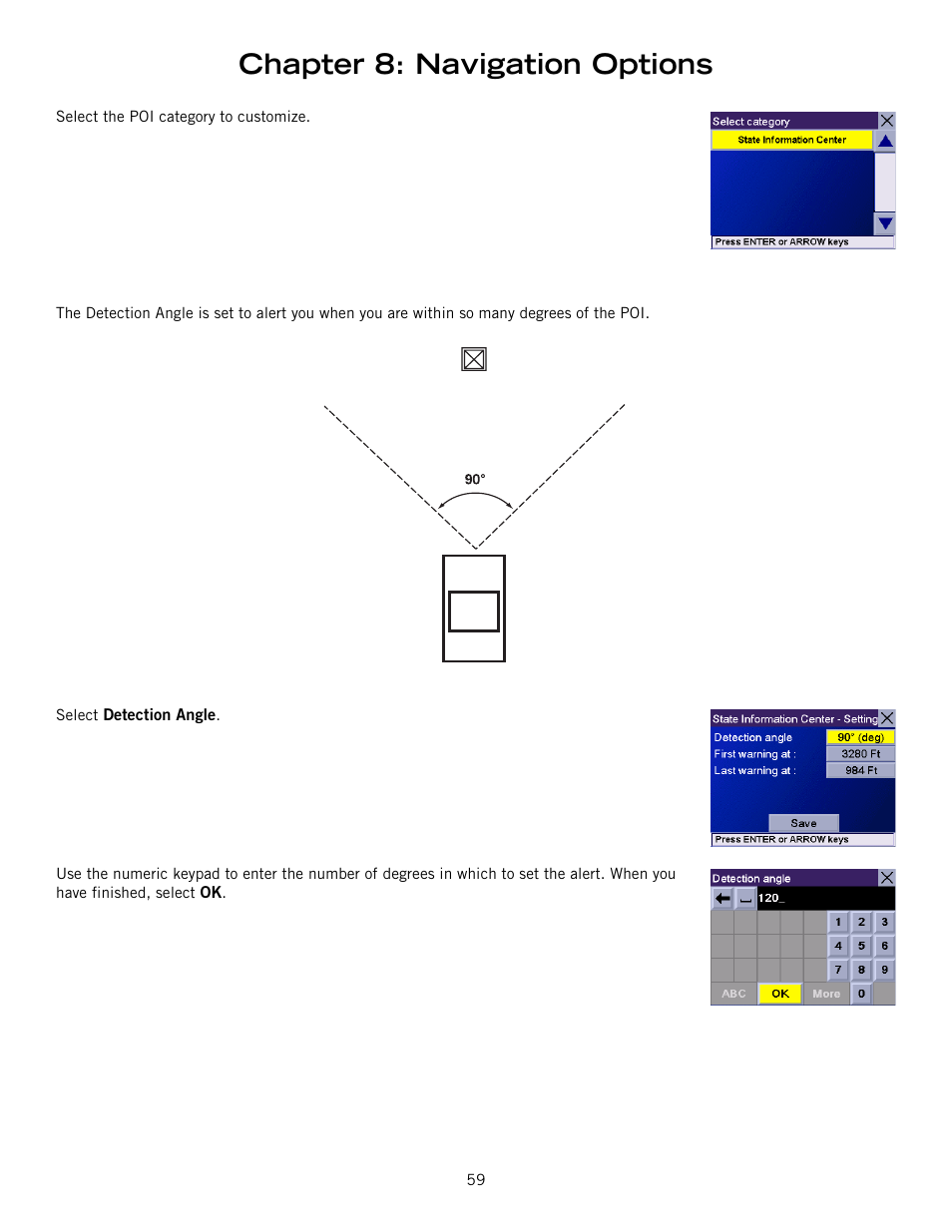 Chapter 8: navigation options | Magellan RoadMate 6000T User Manual | Page 69 / 121